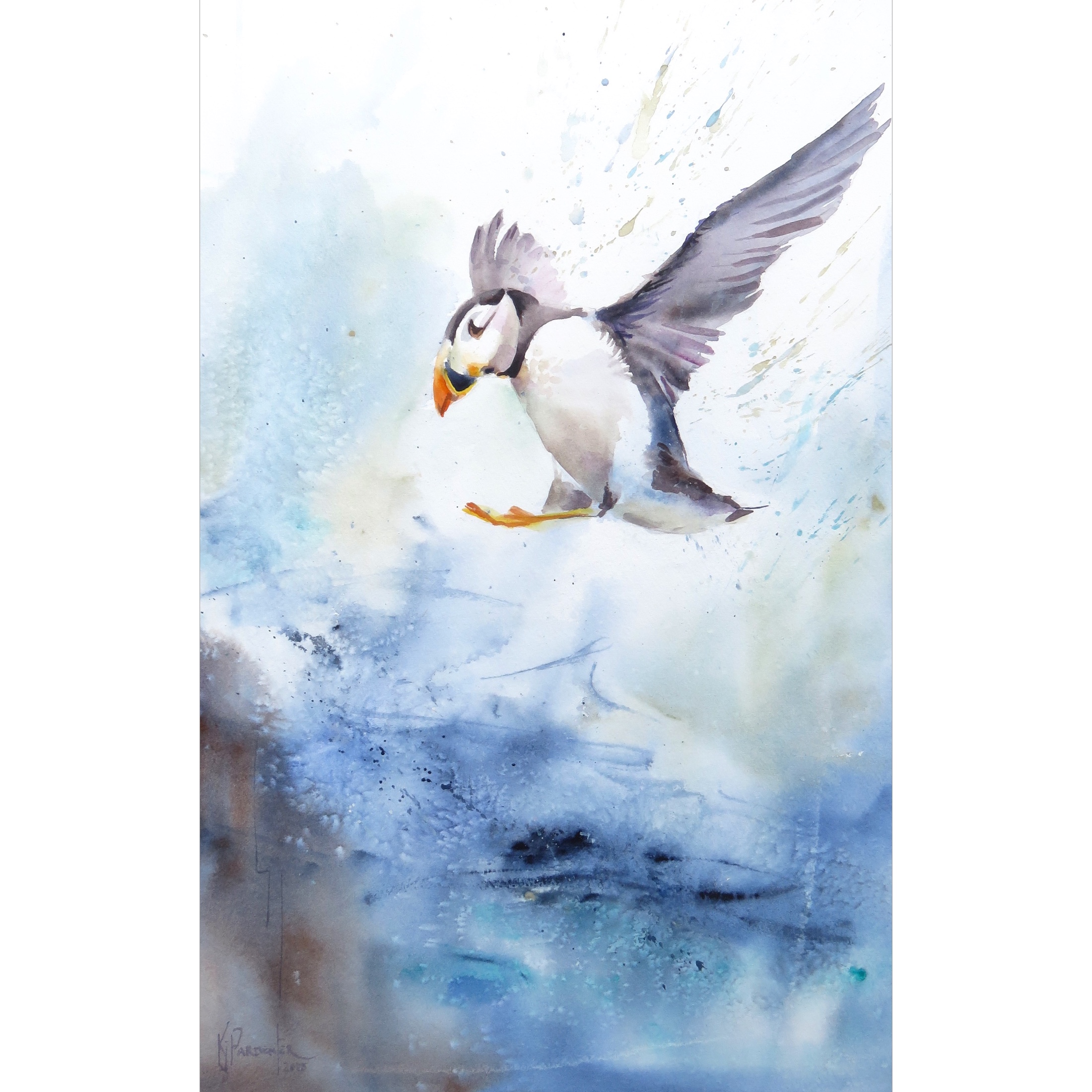 Puffin Stormy Landing (Sold)